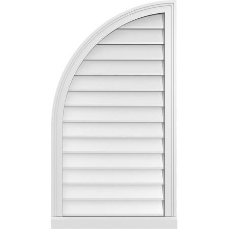 Quarter Round Top Left Surface Mount PVC Gable Vent W/ 2W X 2P Brickmould Sill Frame, 22W X 40H